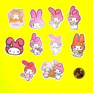 3/$20 Brand New 10x Waterproof Sanrio Melody Stickers